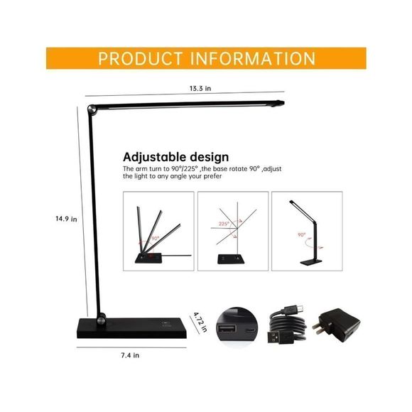 LED Desk Lamp, Touch Control Desk Lamp with 3 Levels Brightness, Dimmabl… - Picture 3 of 9